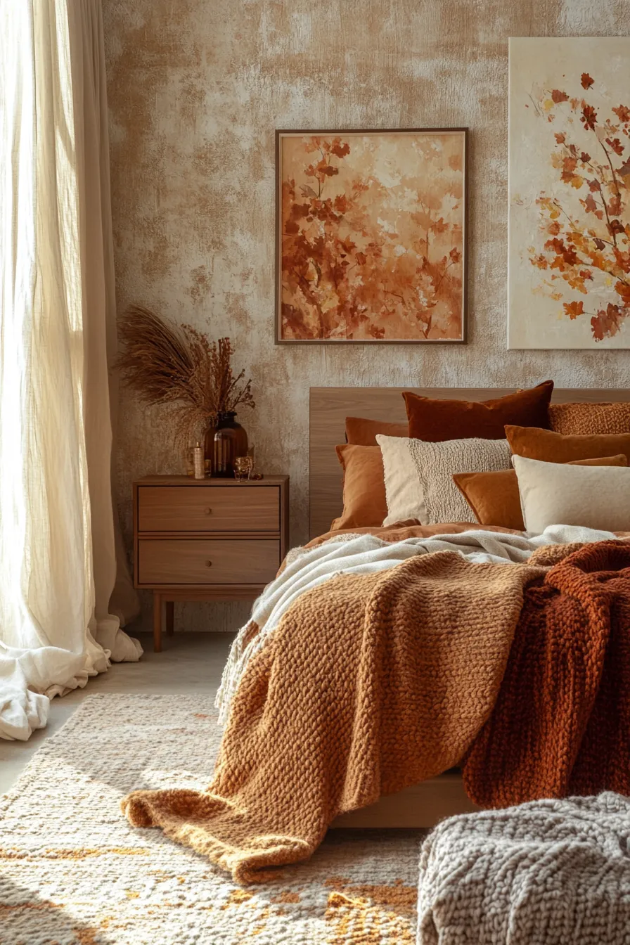 Transform Your Space with Fall Cozy Layered Bedroom Textures Ideas