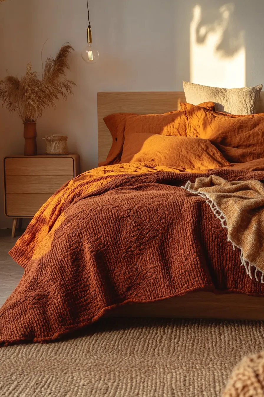 Transform Your Space with Warm Earth Tone Autumn Bedroom Decor