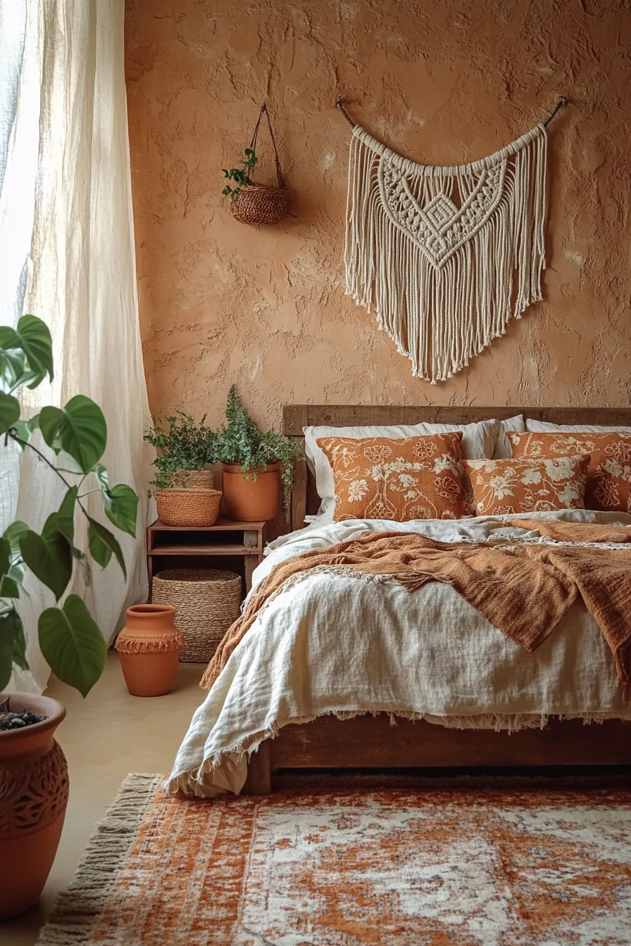 Transform Your Space with a Warm Terracotta Boho Bedroom Autumn Update