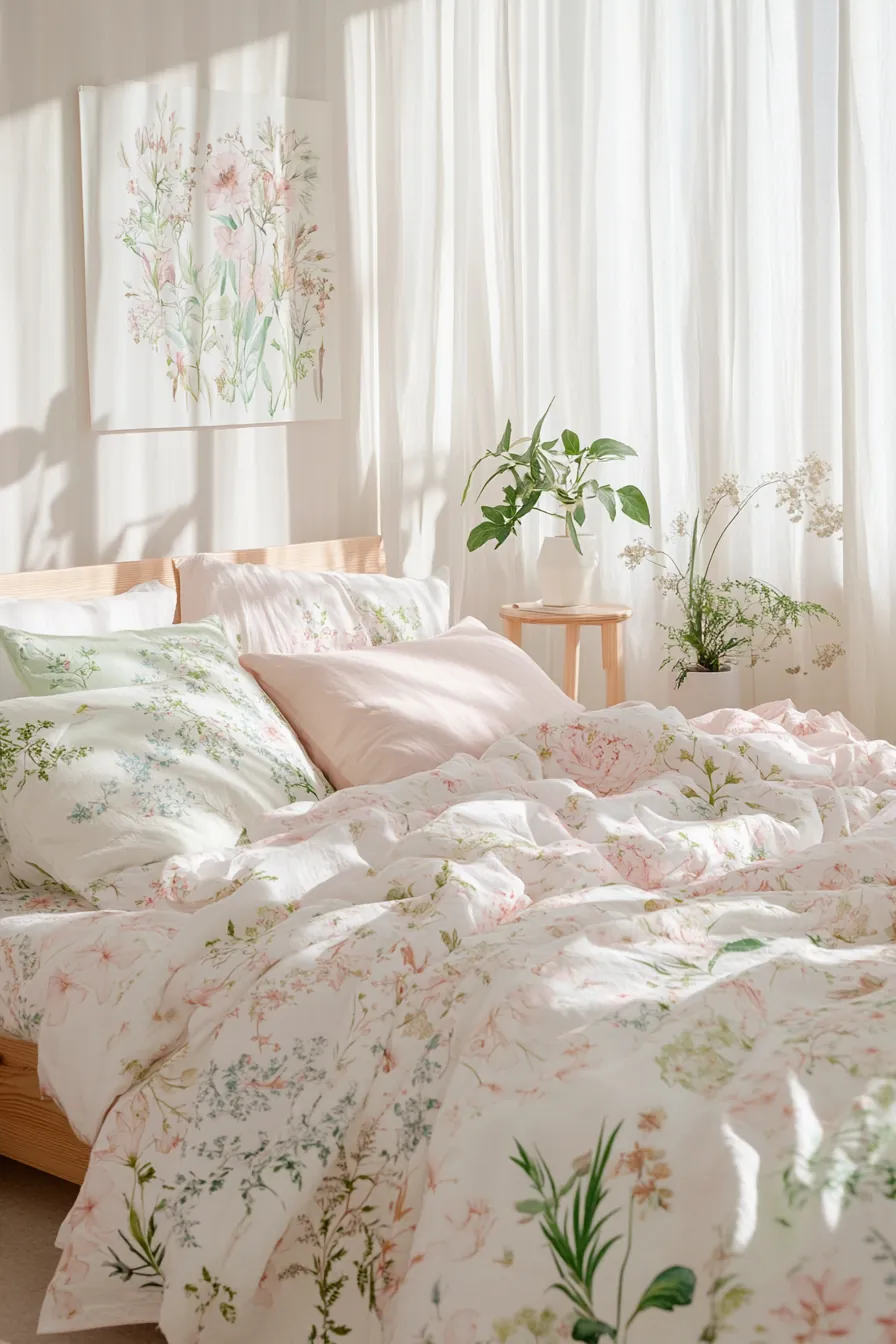Transform your bedroom with fresh spring floral bedroom textiles for a calming retreat