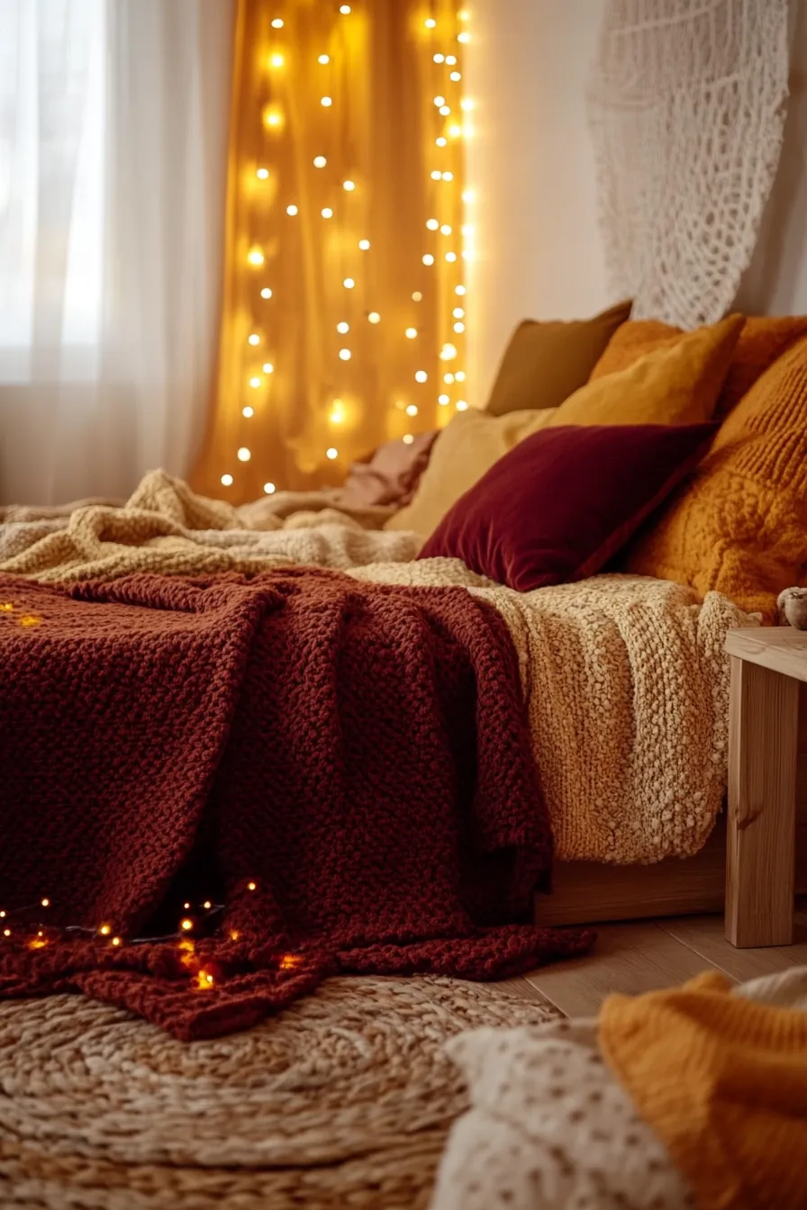 Transform your bedroom with warm fall bedroom cozy ambient illumination ideas