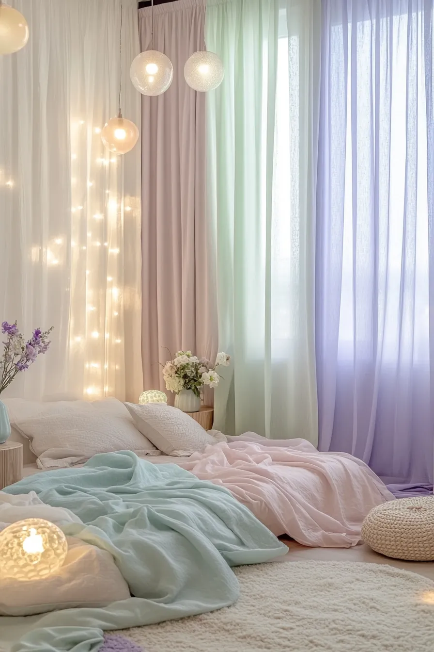 Transform your sleep sanctuary with spring pastel bedroom decor lighting