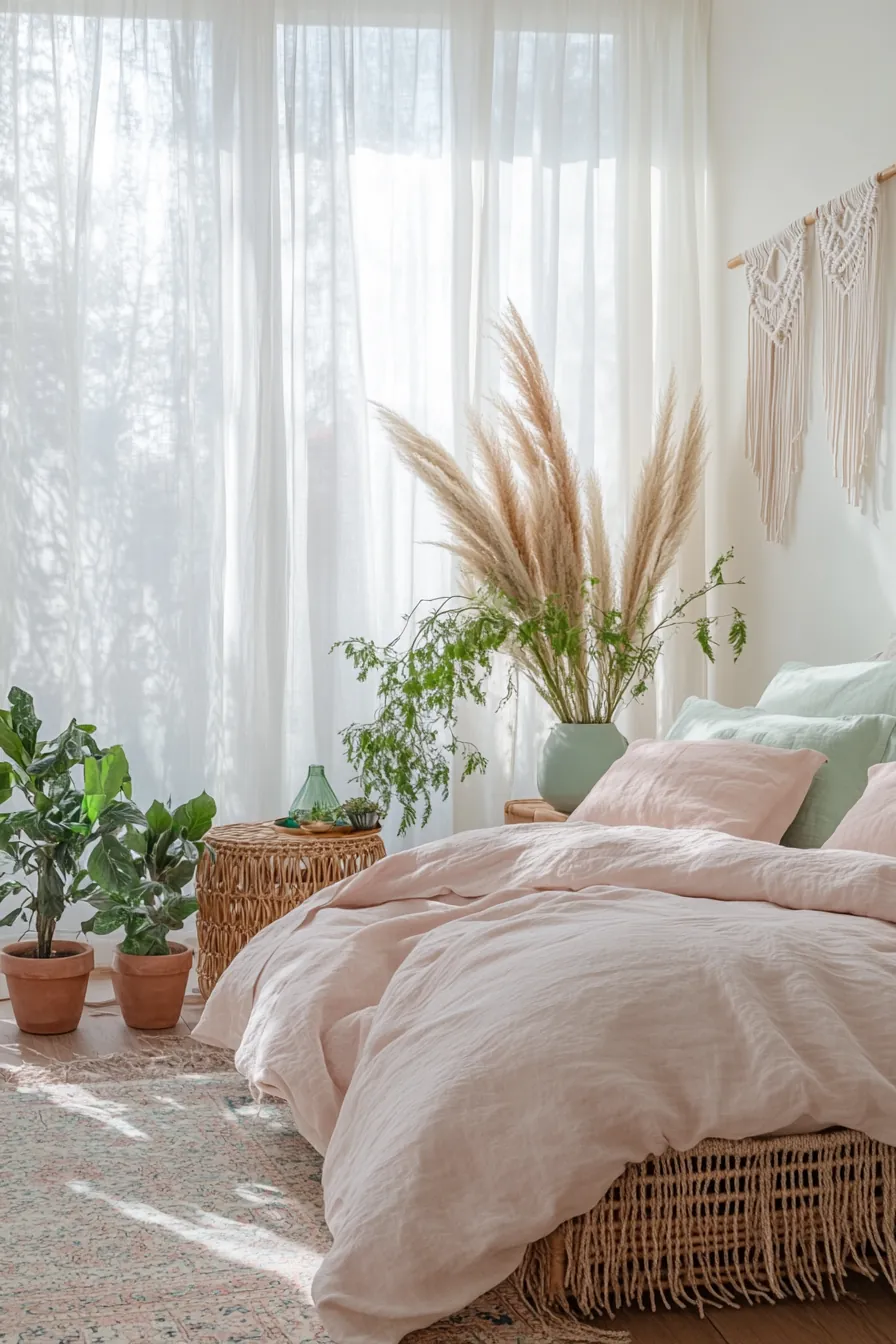 Transform your space with an airy boho spring bedroom makeover full of natural charm