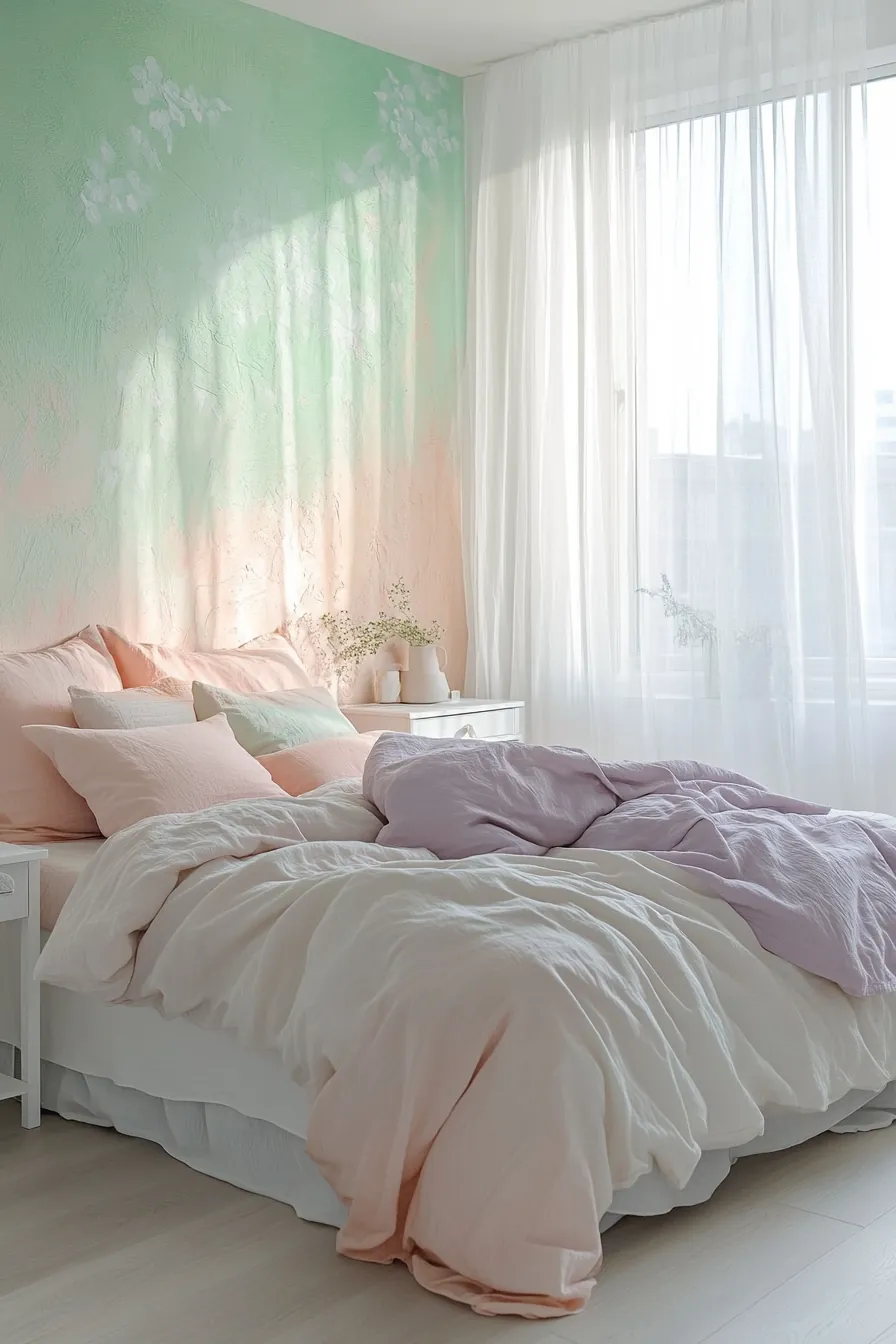 Transform your space with pastel summer bedroom accent wall decor inspiration