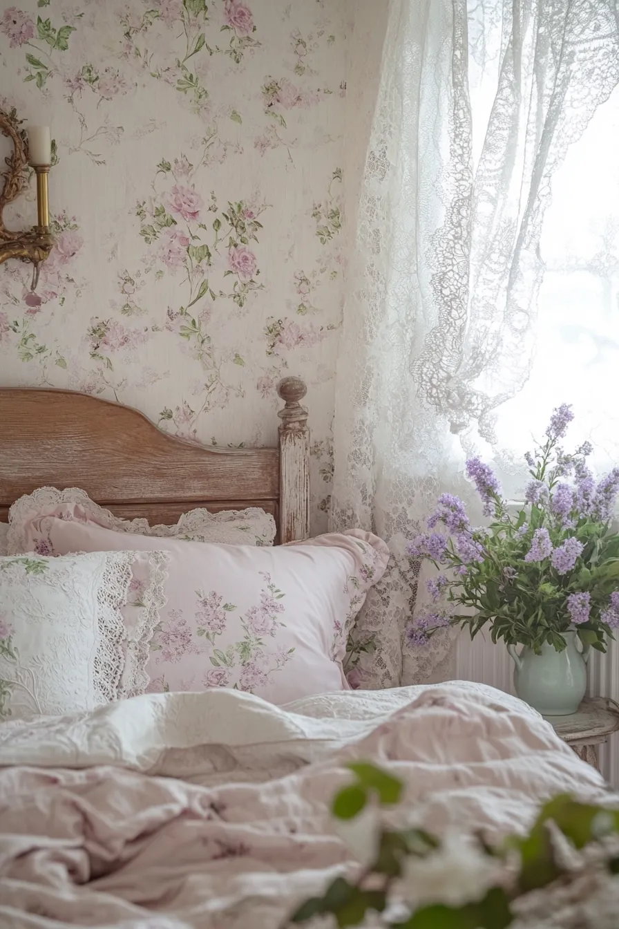 Vintage Floral Patterns for Spring Bedrooms in Rustic Elegant Styles