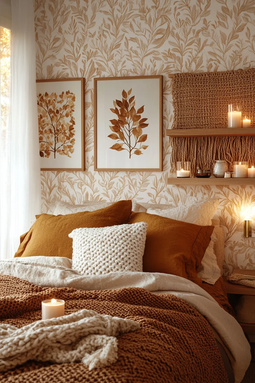 Warm Autumn Bedroom Wall Decor to Elevate Your Interior