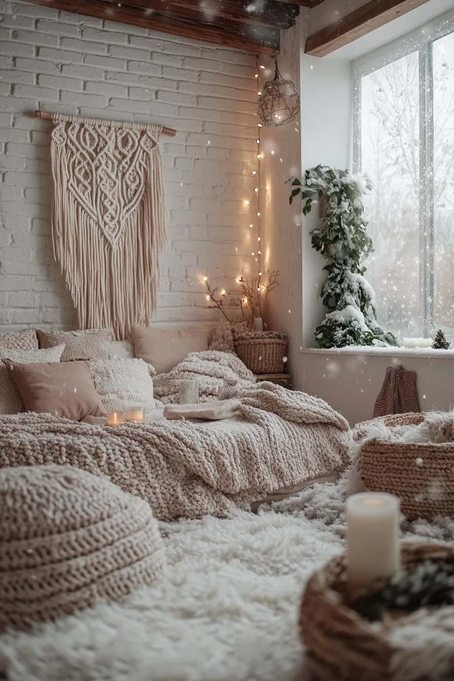 Warm Neutral Winter Bedroom Decor Ideas for a Cozy Boho Chic Vibe