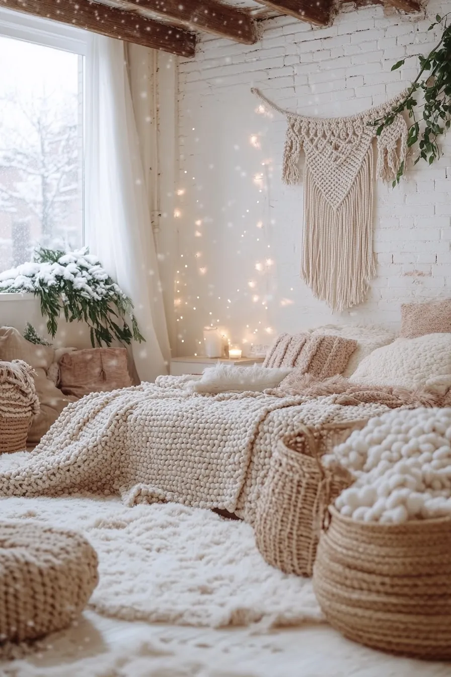 Warm Neutral Winter Bedroom Decor Inspiration for Boho Chic Comfort