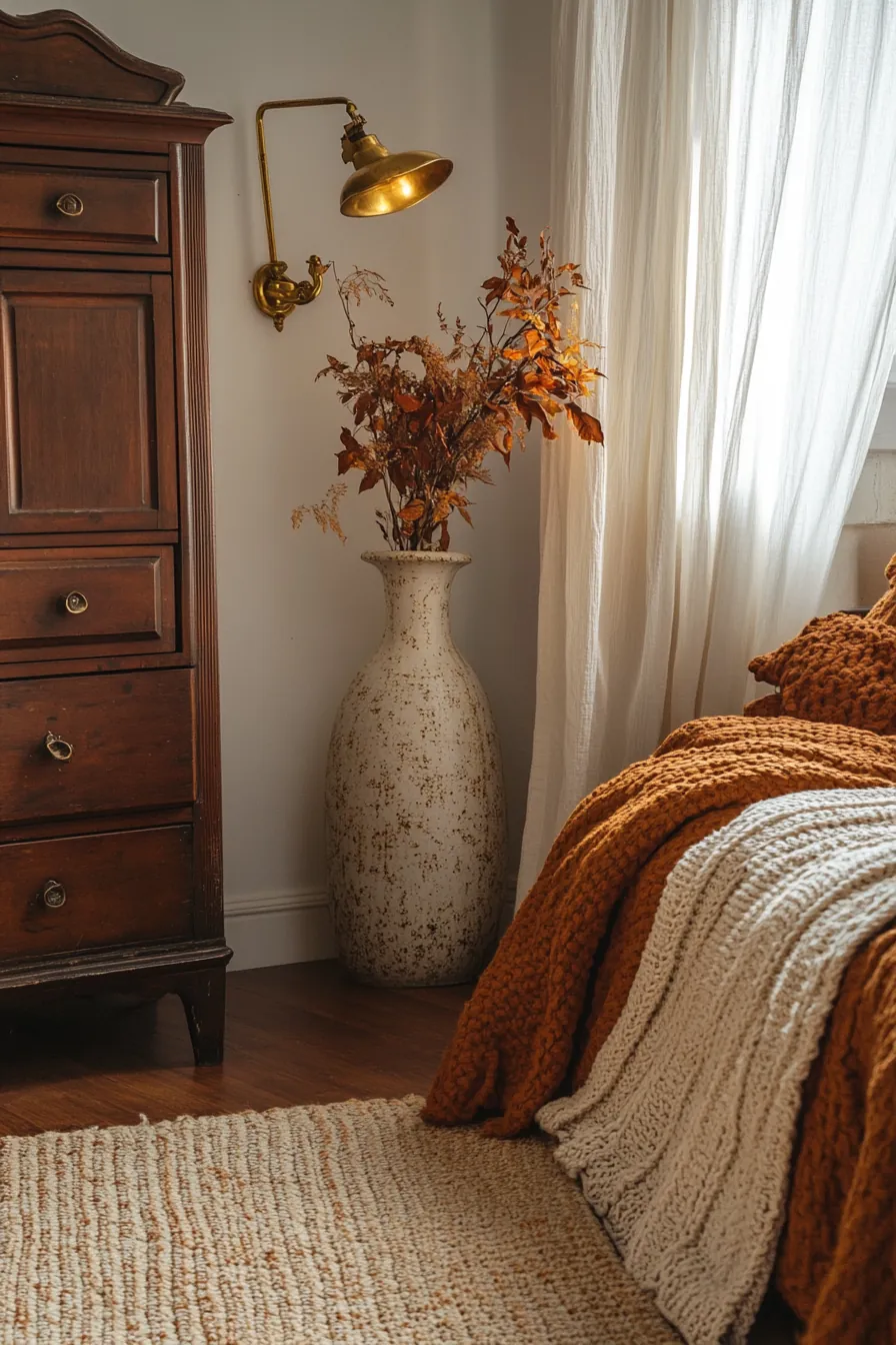 Warm Vintage Bedroom Accents for Fall to Enrich Your Rustic Sanctuary