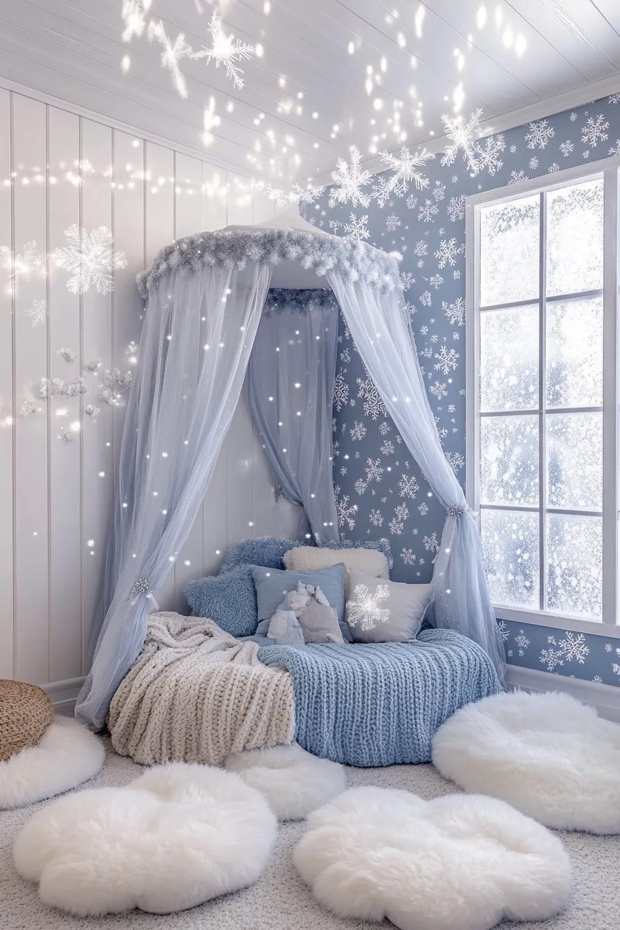 Winter wonderland bedroom decor kids magical room ideas