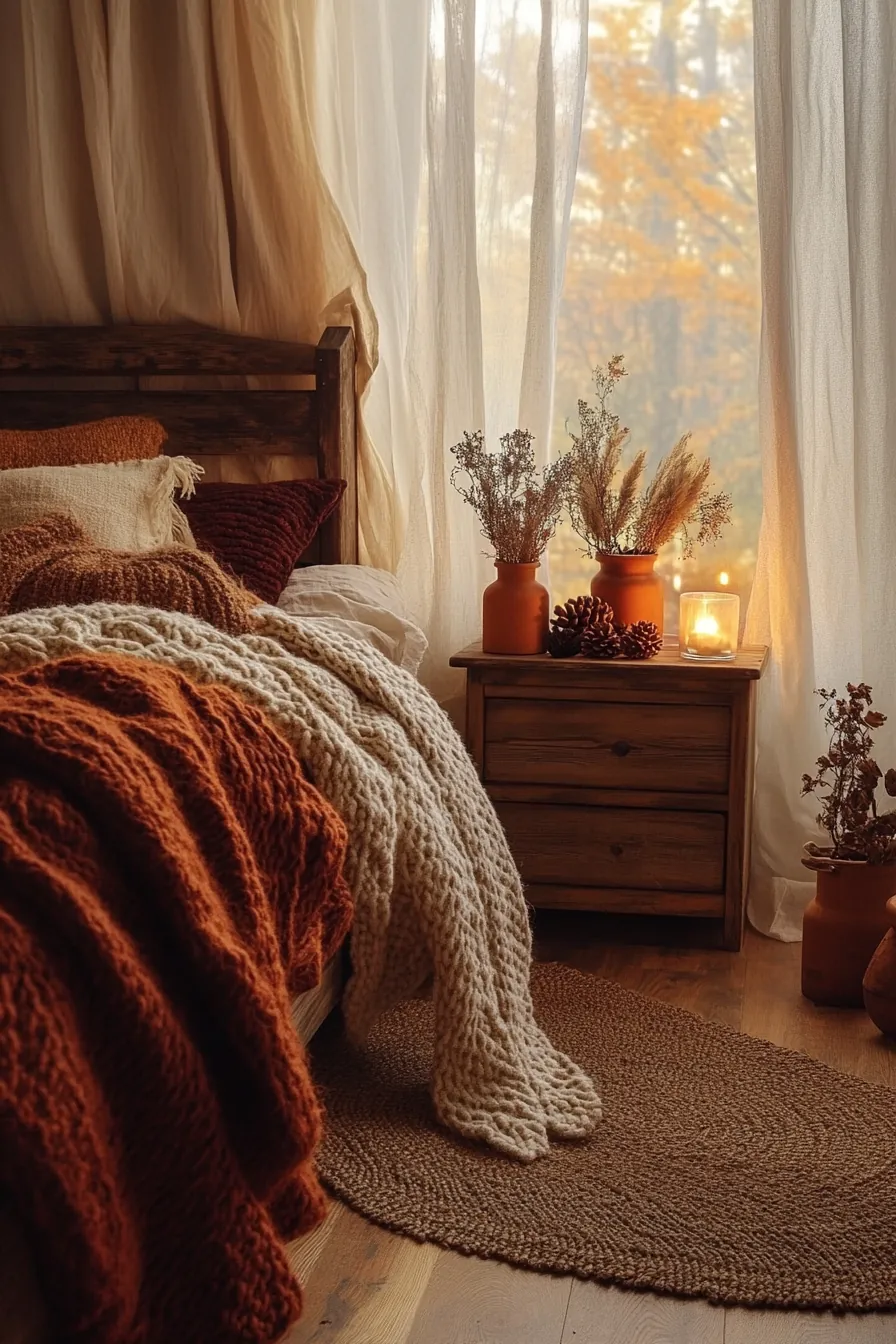 autumnal rustic bedroom decorating tips for a cozy wellness retreat